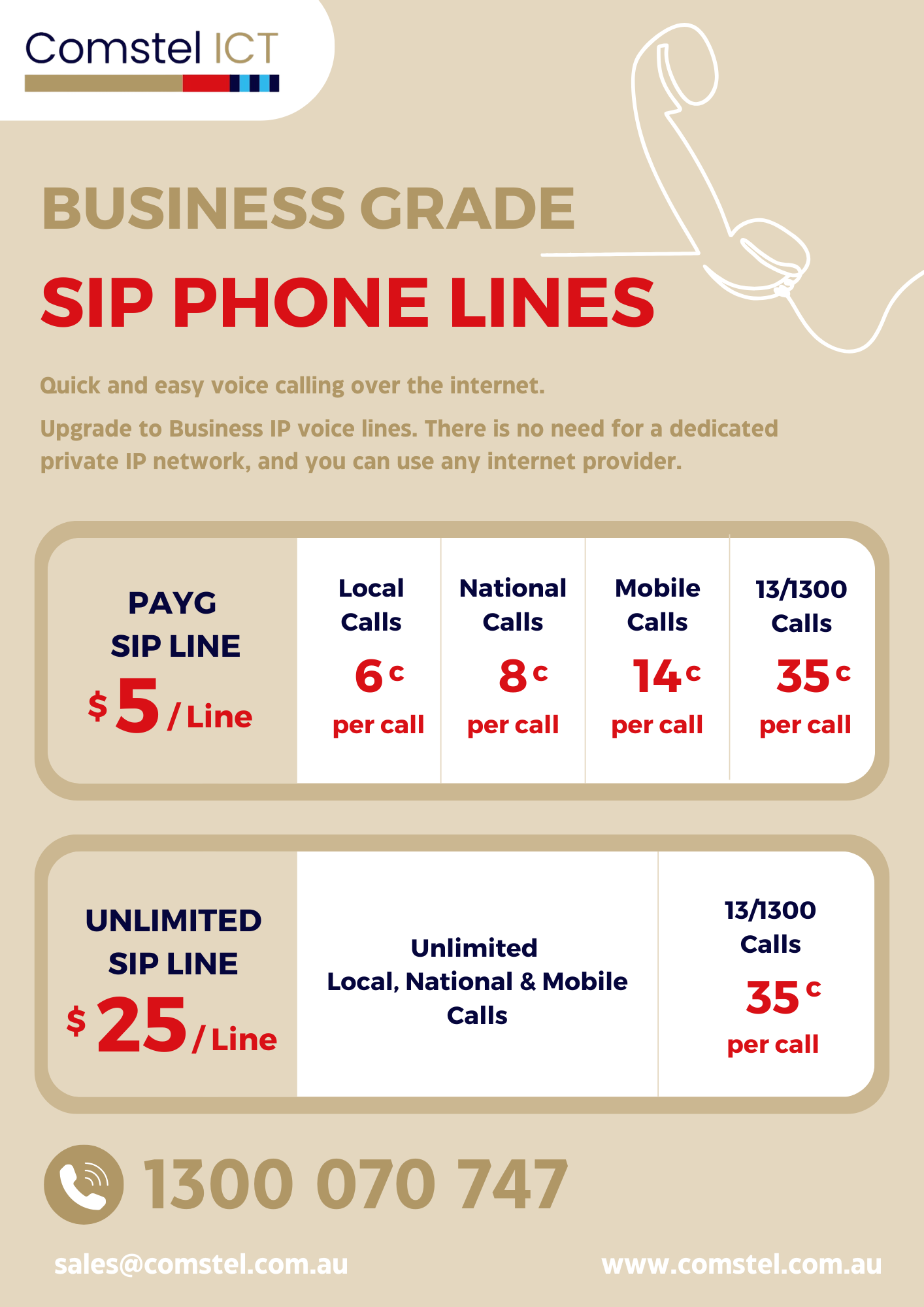 Comstel ICT Telstra Business SIP Phone Lines